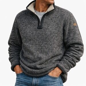 Orvis Sherpa-Lined‎ Quarter Zip Fleece Sweater – Gray – Men's XL